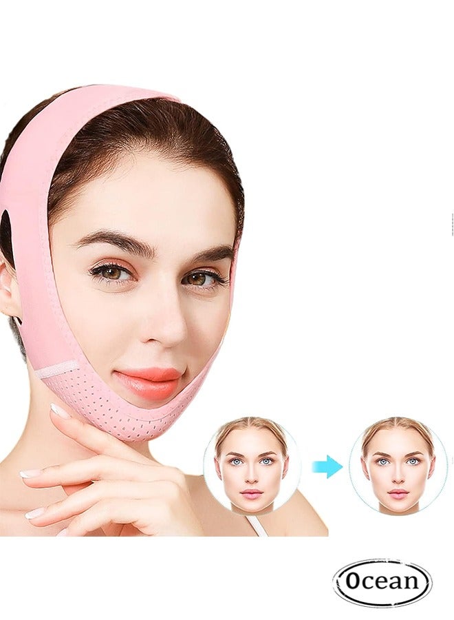 Reusable V Line Mask, Facial Slimming Strap Double Chin Reducer Chin Up Mask Face Lifting Belt V Shaped Slimming Face Mask, Tight and Lift Mask, Face Slimmer Shaper, Chin Face Slimming Belt - Image 1